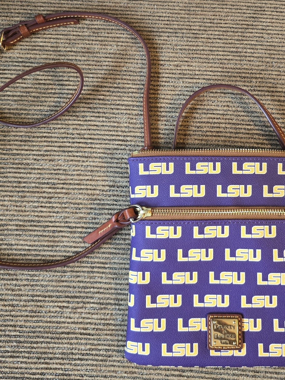 Dooney & Bourke Purple and Yellow LSU Crossbody Bag